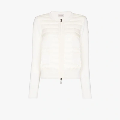 Shop Moncler Padded Zip-up Sweater In White