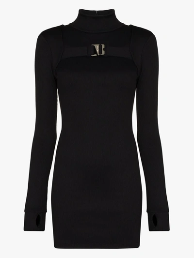Shop Misbhv High Neck Belt Detail Mini Dress In Black