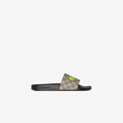 Shop Gucci Brown Fake/not Print Slide Sandals