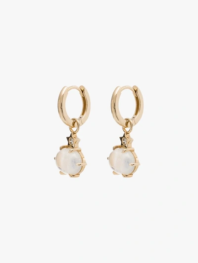 Shop Andrea Fohrman 14k Yellow Gold Mini Cosmo Moonstone Diamond Earrings