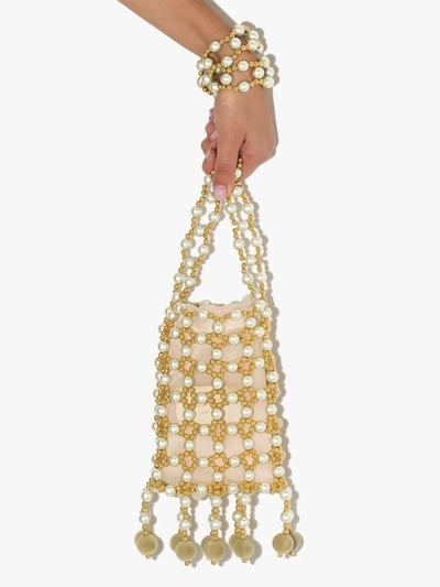 Shop Vanina Gold Tone L'operette Beaded Shoulder Bag