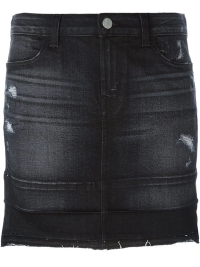 Shop J Brand Mini Denim Skirt In Grey