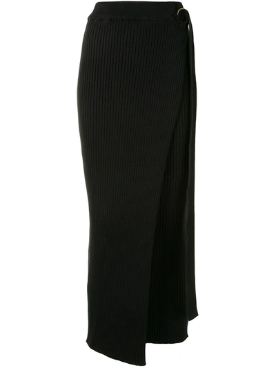 Shop Anna Quan Matilde Ribbed Knit Skirt In Black