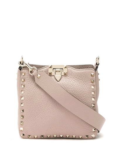 Shop Valentino Rockstud Shoulder Bag In Neutrals