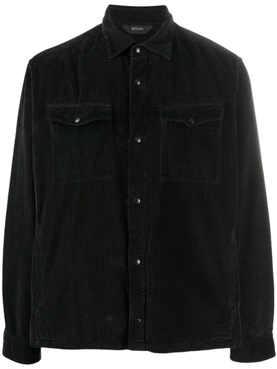 Shop Z Zegna Corduroy Shirt In Black