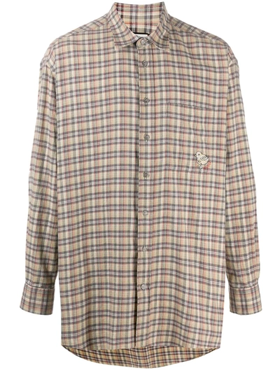 Shop Gucci Chick Patch Checked Shirt In Neutrals