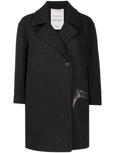 Valentino Flowersity Single-breasted Coat In Grey