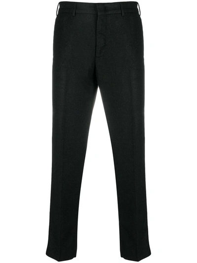 Shop Pt01 Tapered-fit Cropped Trousers In Black