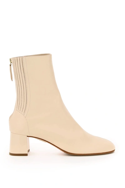 Shop Aquazzura Saint Honore 50 Ankle Boots In Cream (beige)