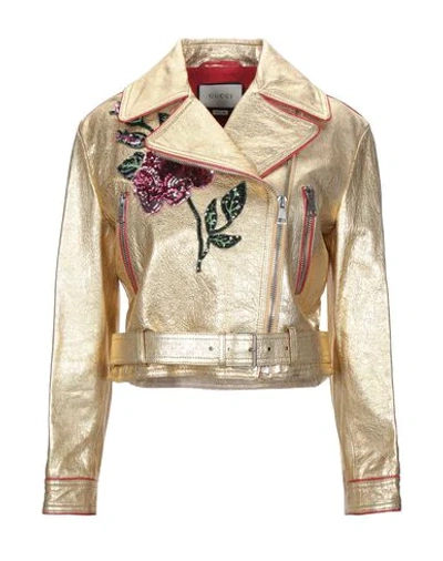 Shop Gucci Biker Jacket In Gold