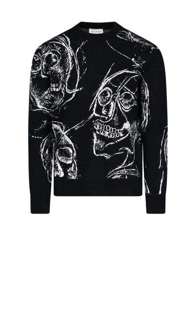 Shop Alexander Mcqueen Skull Embroidery Sweater In Black