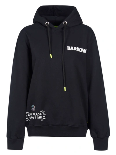 Shop Barrow Rear Logo Printed Hoodie In Black