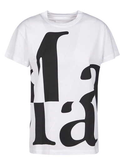 Shop Maison Margiela Huge Logo Print T-shirt In White/black