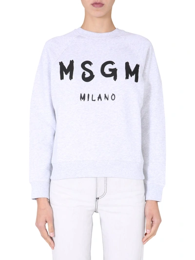 Shop Msgm Crew Neck Sweatshirt In Grigio