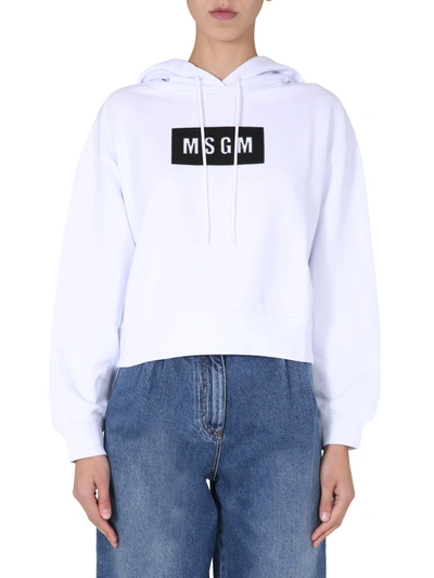 Shop Msgm Regular Fit Sweatshirt In Bianco