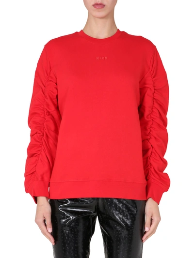 Shop Msgm Crew Neck Sweatshirt In Rosso