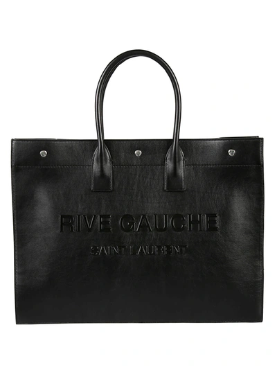 Shop Saint Laurent Logo Shopper Bag In Black