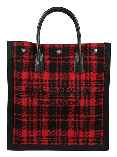 Shop Saint Laurent Logo Shopper Bag In Red/black