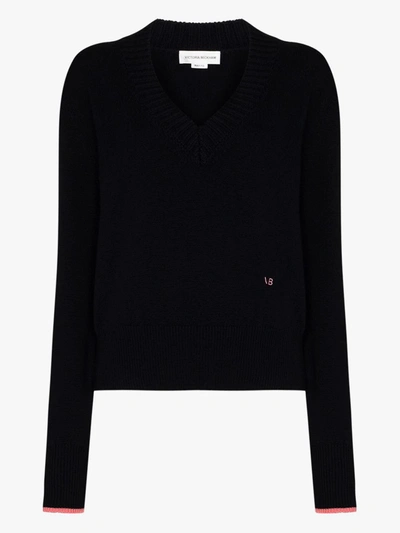 Shop Victoria Beckham Relaxed V-neck Sweater In Blue