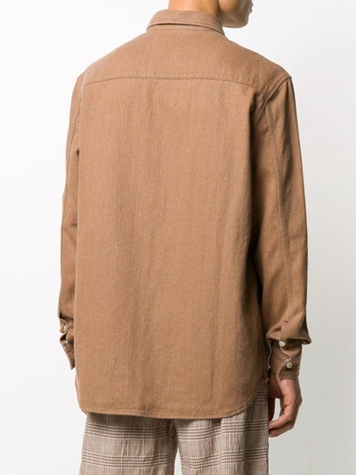Shop Nanushka Dome Contrast Pocket Shirt In Brown