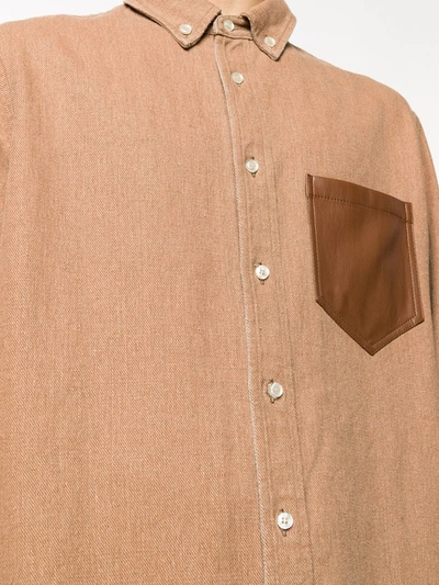Shop Nanushka Dome Contrast Pocket Shirt In Brown