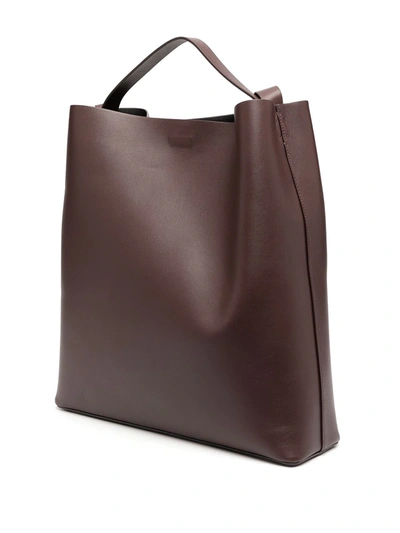Shop Aesther Ekme Large Leather Single Handle Tote In Brown