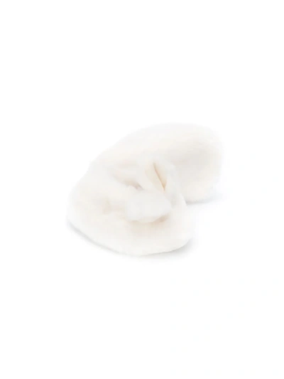 Shop Bonpoint Faux-fur Bunny Slippers In White