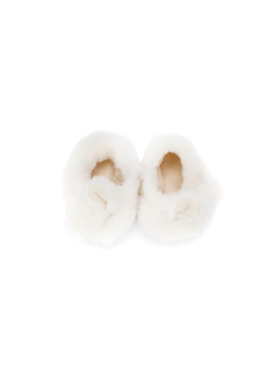 Shop Bonpoint Faux-fur Bunny Slippers In White