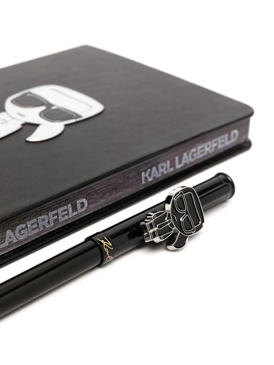 Shop Karl Lagerfeld K/ikonik Notebook And Pen Set In Black