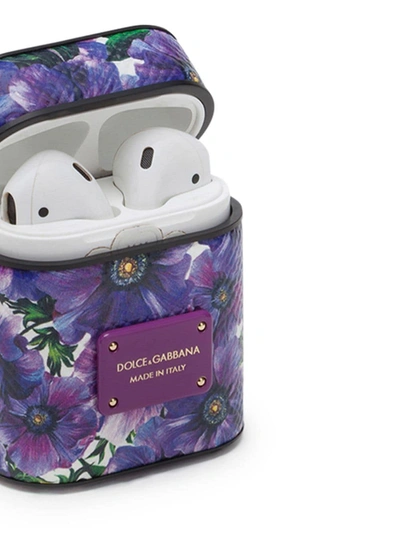 Shop Dolce & Gabbana Floral Print Airpods Case In Blue