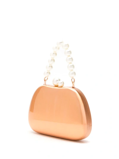 Shop Isla Metal Clutch Bag With Pearls In Metallic