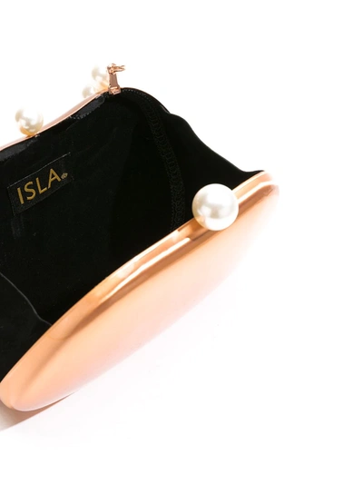 Shop Isla Metal Clutch Bag With Pearls In Metallic