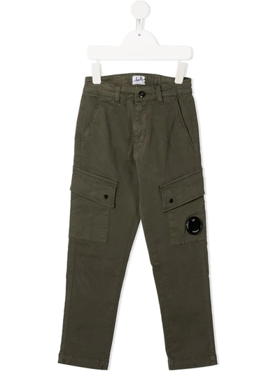 Shop C.p. Company Logo Plaque Cargo Trousers In Green