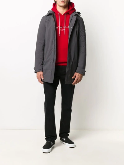 Tommy Hilfiger Embroidered Tommy Logo Hoodie In Red