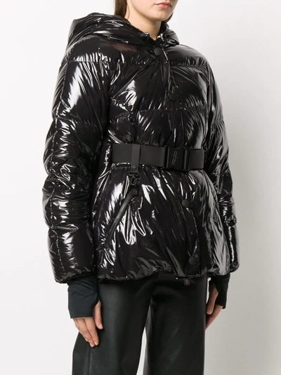 Shop Moncler Padded Belted Down Jacket In Black