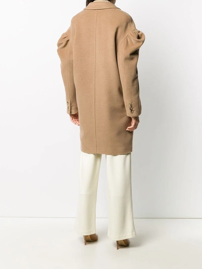 Shop Max Mara Dropped Puff Sleeves Double-breasted Coat In Neutrals