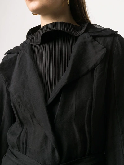 Pre-owned Lanvin Belted Trench Coat In Black