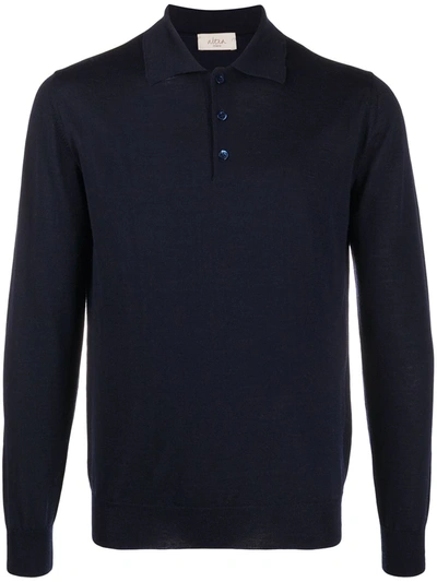 Shop Altea Knitted Polo Shirt In Blue
