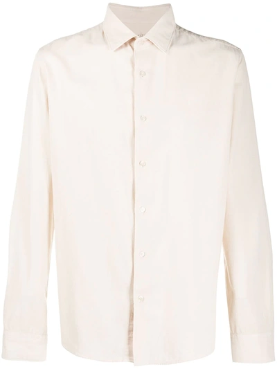 Shop Altea Button Front Long Sleeve Shirt In Neutrals