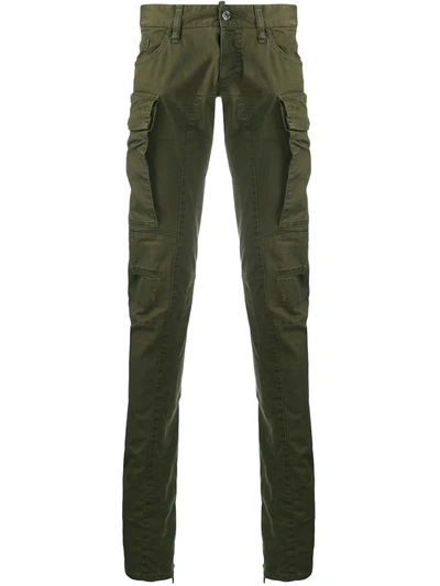 Shop Dsquared2 Distressed Skinny-fit Trousers In Green