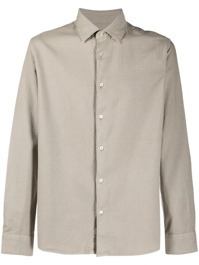 Shop Altea Button Front Long Sleeve Shirt In Neutrals