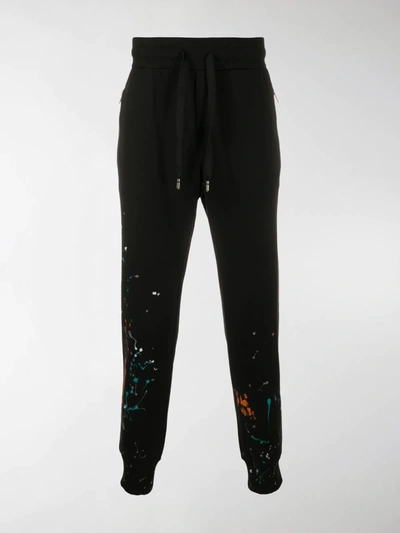 Shop Dolce & Gabbana Paint Splatter Track Pants In Black