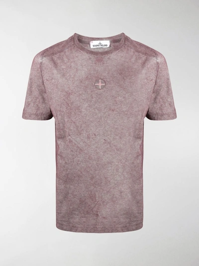 Shop Stone Island Logo-embroidered T-shirt In Pink