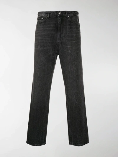 Shop Balenciaga Straight-leg Mid-rise Jeans In Black