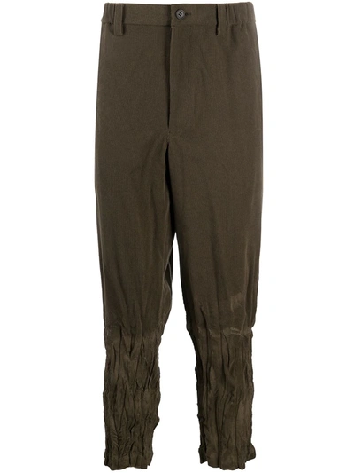 Shop Issey Miyake Ruched Tapered Fit Trousers In Green