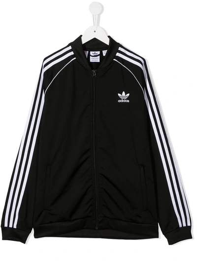 Shop Adidas Originals Teen Sst Track Track Jacket In Black