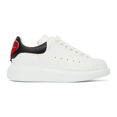 Shop Alexander Mcqueen White Heart Patch Oversized Sneakers In 9043 Red/bl