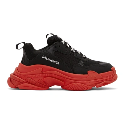 Shop Balenciaga Black & Red Triple S Sneakers In 1060 Blkred