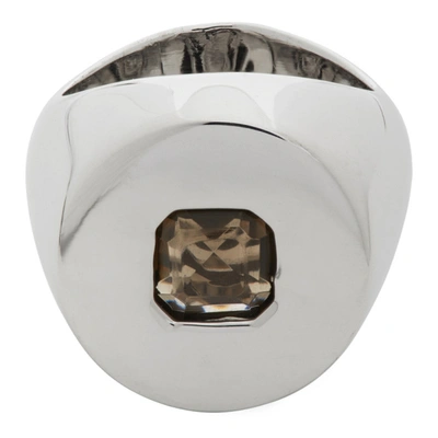 Shop Alan Crocetti Ssense Exclusive Silver Smoky Quartz Exhibit Ring In Rhodium