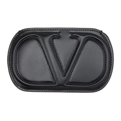 Shop Valentino Black  Garavani Stitched Vlogo Cardholder In 0no Black